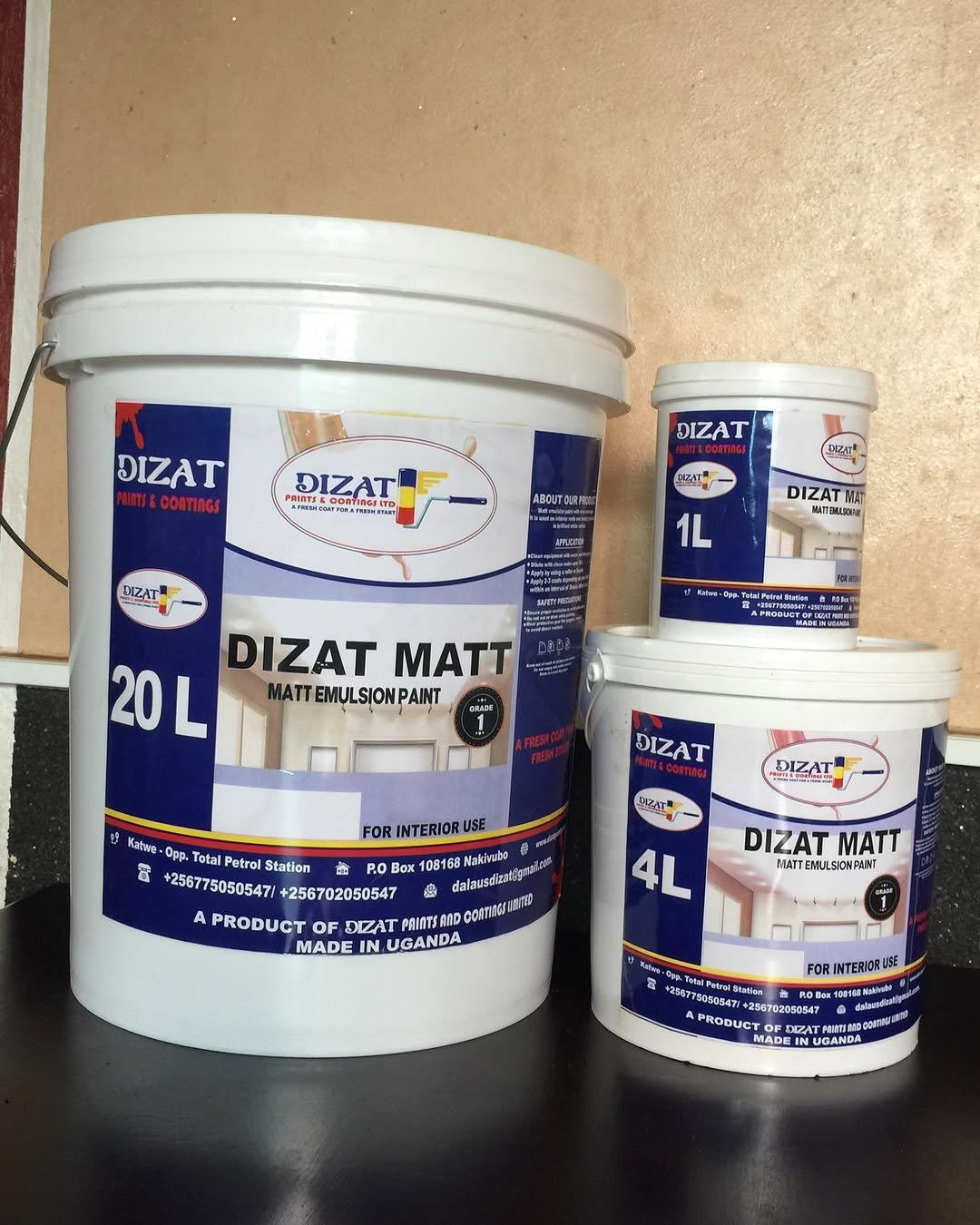 Dizat Matt emulsion paint pack sizes